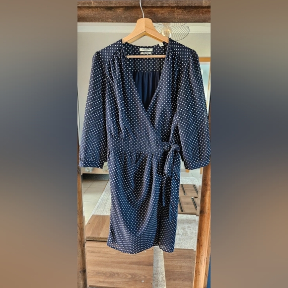 H&M Dresses & Skirts - H&M Dark Blue Polka Dot Long Sleeve Dress